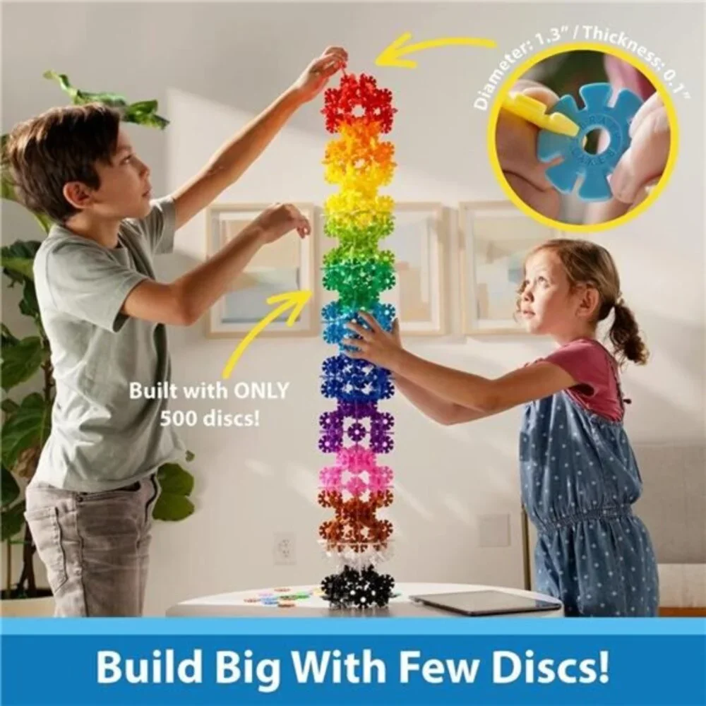 Kids 500 Piece Set, Ages 3+ Interlocking Plastic Disc Toys for Creative Building